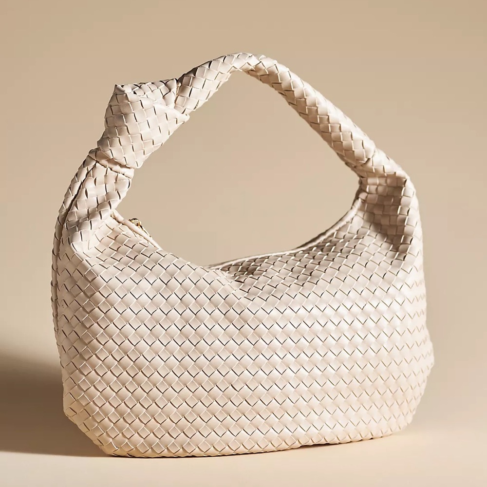 Melie Bianco Cream Woven Hobo Bag